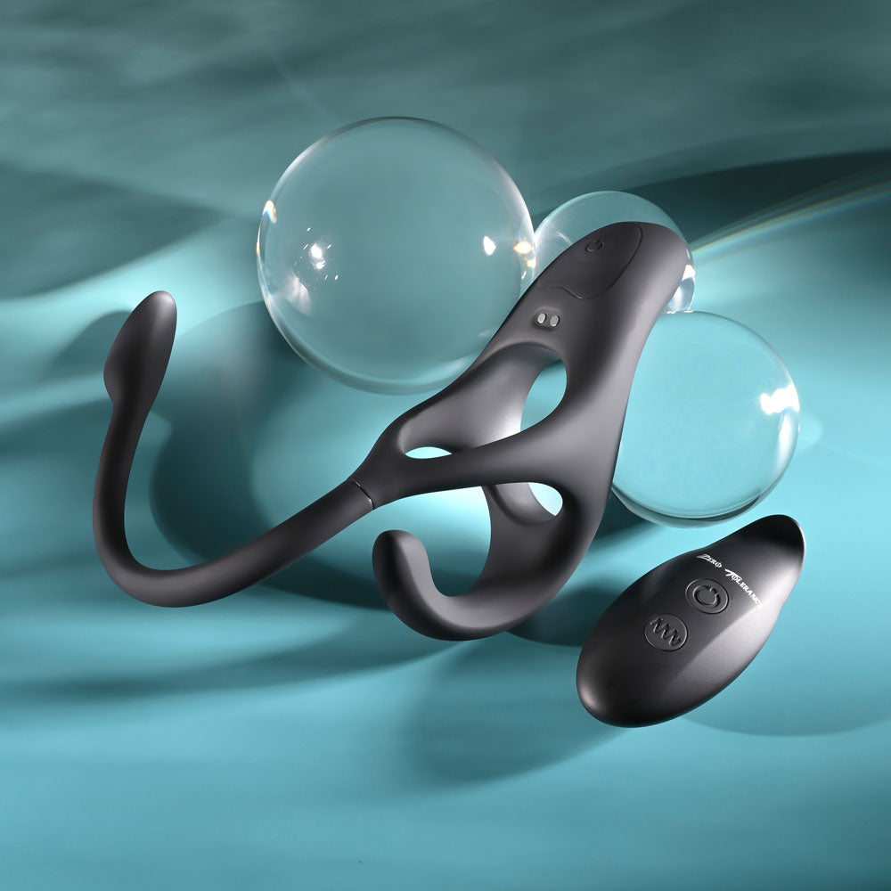 Zero Tolerance ALL THE BASES - Black USB Rechargeable Vibrating Cock Ring with Wireless Remote - ZE-RS-7326-2