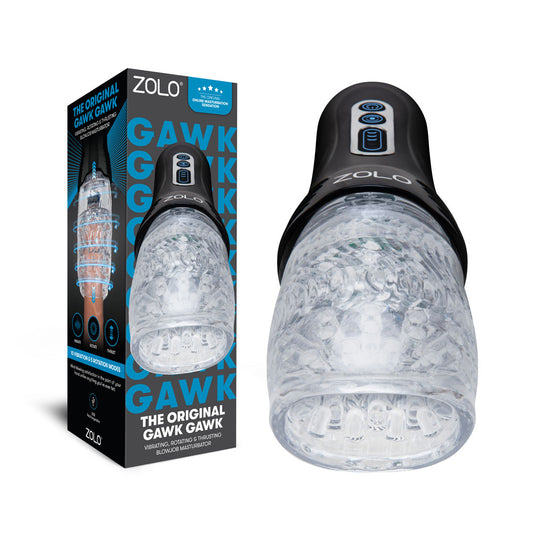 Zolo The Original Gawk Gawk - Clear USB Rechargeable Vibrating, Rotating & Thrusting Masturbato